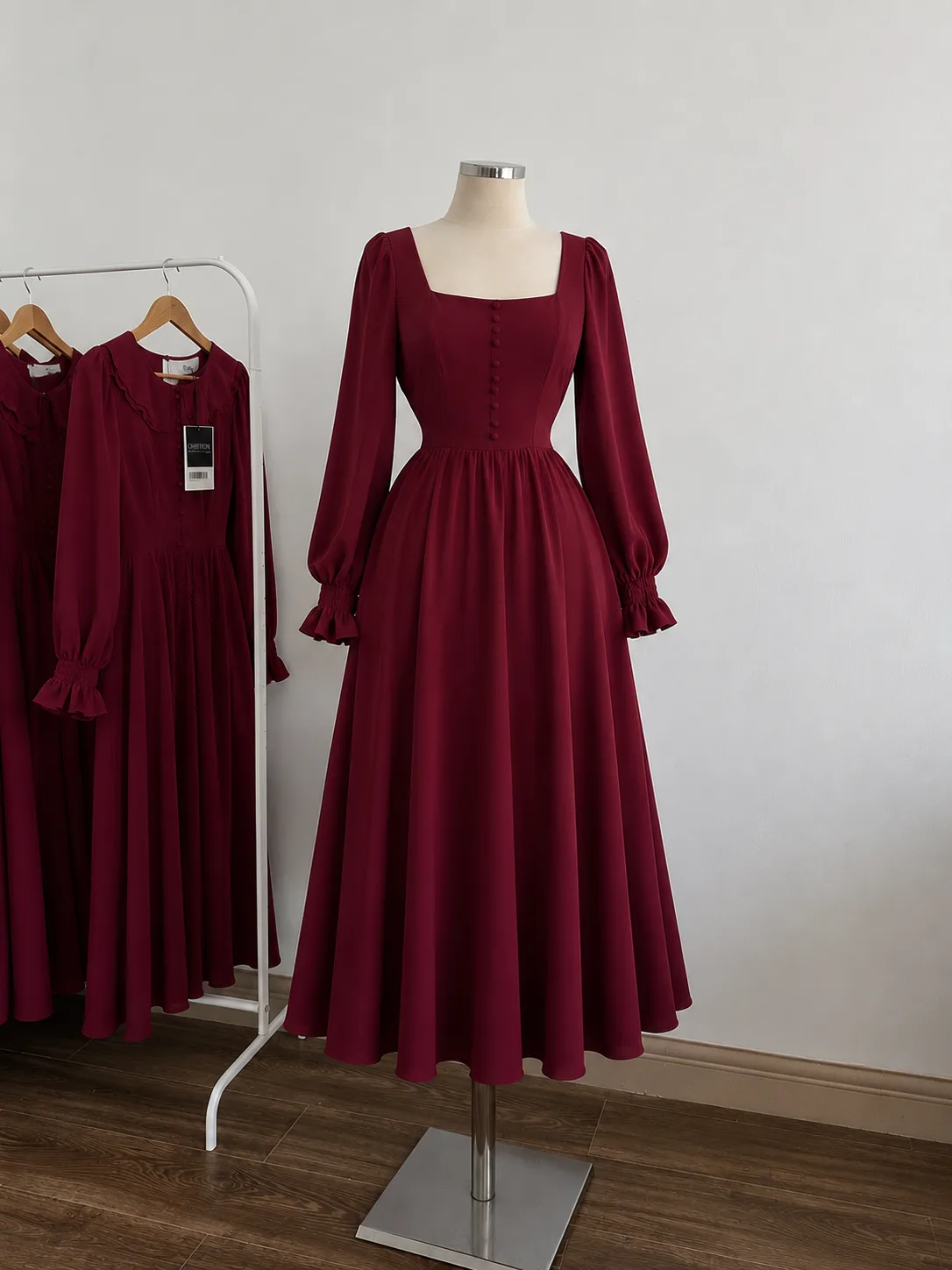 Flora Dress en bordeau