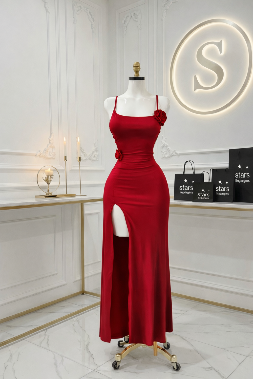 Robe longue à détails floraux